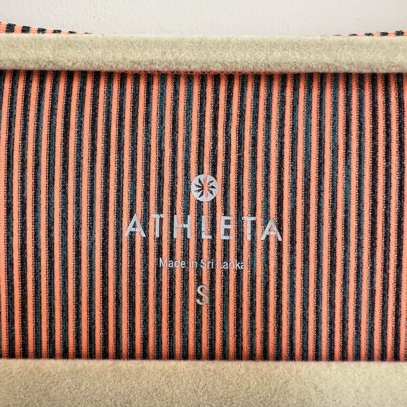 Athleta Long Sleeve Knit Athletic Top Orange and Blue Stripe, size Small - Picture 3 of 8